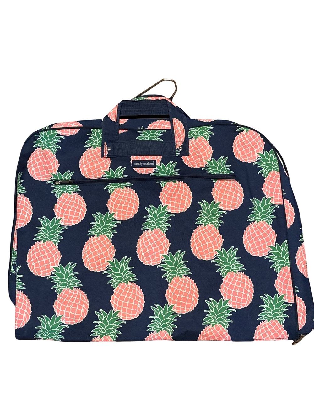 Simply Southern Navy Travel Garment Bag with Pink Pineapples